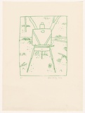 Artist: Hickey, Dale. | Title: (Artist's easel in the landscape) | Date: 1979 | Technique: lithograph, printed in green ink, from one stencil