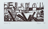 Artist: b'Dober, Mark.' | Title: b'East swanston dock' | Date: 1998 | Technique: b'linocut, printed in black ink, from one block'