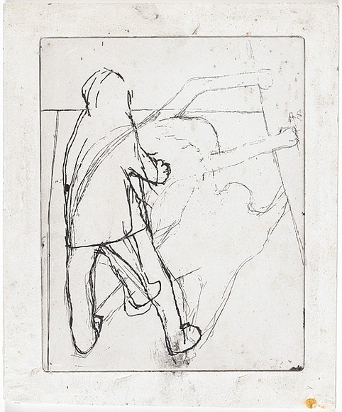Artist: b'MADDOCK, Bea' | Title: b'Fantasy.' | Date: April 1965 | Technique: b'line-etching and drypoint, printed in black ink, from one copper plate.' Artist: b'MADDOCK, Bea' | Title: b'Fantasy.' | Date: April 1965 | Technique: b'line-etching and drypoint, printed in black ink, from one copper plate.'