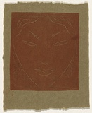 Artist: Bell, George.. | Title: (Greek head). | Technique: linocut, printed in brown ink, from one block