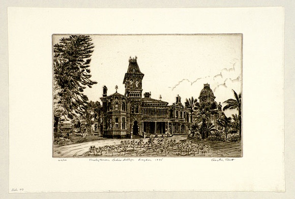 Artist: b'PLATT, Austin' | Title: b'Presbyterian Ladies College' | Date: 1935 | Technique: b'etching, printed in black ink, from one plate'