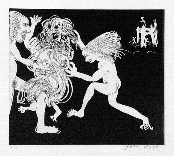 Artist: b'BOYD, Arthur' | Title: b'The Magistrate defeated.' | Date: 1970 | Technique: b'etching and aquatint, printed in black ink, from one plate' Artist: b'BOYD, Arthur' | Title: b'The Magistrate defeated.' | Date: 1970 | Technique: b'etching and aquatint, printed in black ink, from one plate'