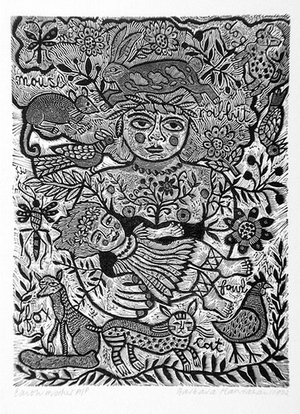 Artist: b'HANRAHAN, Barbara' | Title: b'Earth mother' | Date: 1982 | Technique: b'wood-engraving, printed in black ink, form one block' Artist: b'HANRAHAN, Barbara' | Title: b'Earth mother' | Date: 1982 | Technique: b'wood-engraving, printed in black ink, form one block'