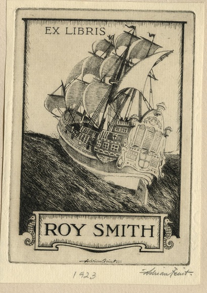 Artist: b'FEINT, Adrian' | Title: b'Bookplate: Roy Smith.' | Date: 1923 | Technique: b'etching, printed in black ink, from one plate' | Copyright: b'Courtesy the Estate of Adrian Feint' Artist: b'FEINT, Adrian' | Title: b'Bookplate: Roy Smith.' | Date: 1923 | Technique: b'etching, printed in black ink, from one plate' | Copyright: b'Courtesy the Estate of Adrian Feint'