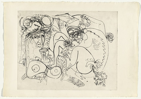 Artist: b'BOYD, Arthur' | Title: b'Potter in a cane chair with kite and beast.' | Date: (1968-69) | Technique: b'etching, printed in black ink, from one plate' | Copyright: b'Reproduced with permission of Bundanon Trust' Artist: b'BOYD, Arthur' | Title: b'Potter in a cane chair with kite and beast.' | Date: (1968-69) | Technique: b'etching, printed in black ink, from one plate' | Copyright: b'Reproduced with permission of Bundanon Trust'