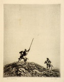 Artist: LINDSAY, Lionel | Title: Don Quixote | Date: 1922 | Technique: etching, printed in brown ink with plate-tone, from one plate | Copyright: Courtesy of the National Library of Australia