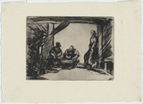 Artist: Dyson, Edward Ambrose. | Title: (Soldiers in a hut). | Date: c.1942 | Technique: drypoint