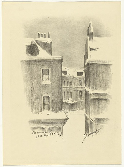 Artist: b'Allport, C.L.' | Title: b'The lane opposite.' | Date: 1919 | Technique: b'lithograph, printed in black ink, from one stone' Artist: b'Allport, C.L.' | Title: b'The lane opposite.' | Date: 1919 | Technique: b'lithograph, printed in black ink, from one stone'
