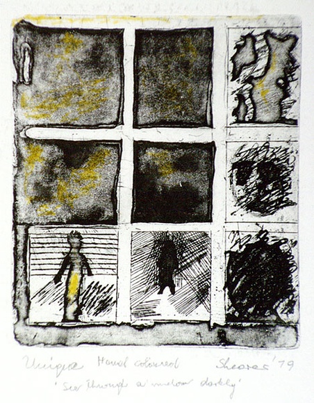 Artist: b'Shearer, Mitzi.' | Title: b'See through a window darkly' | Date: 1979 | Technique: b'etching and aquatint, printed in black ink, from one plate'