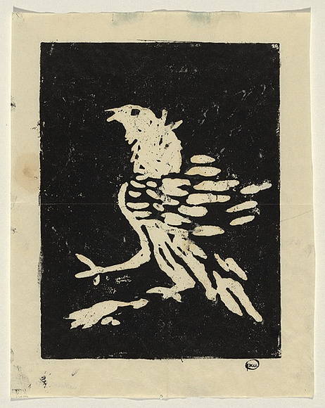 Artist: b'WILLIAMS, Fred' | Title: b'The cockerel' | Date: 1954 | Technique: b'linocut, printed in black ink, from one block' | Copyright: b'\xc2\xa9 Fred Williams Estate' Artist: b'WILLIAMS, Fred' | Title: b'The cockerel' | Date: 1954 | Technique: b'linocut, printed in black ink, from one block' | Copyright: b'\xc2\xa9 Fred Williams Estate'