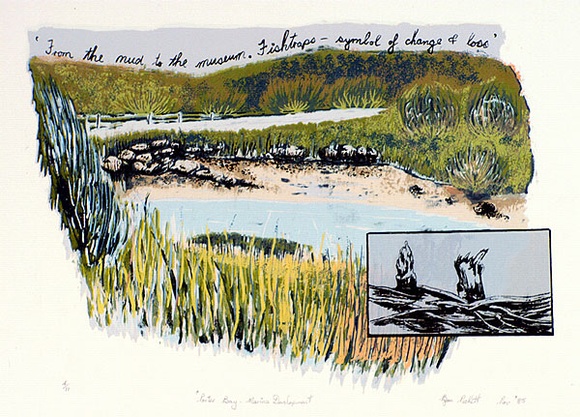 Artist: b'Pickett, Byron.' | Title: b'Porter Bay, marina development' | Date: 1985 | Technique: b'screenprint, printed in colour, from multiple stencils' Artist: b'Pickett, Byron.' | Title: b'Porter Bay, marina development' | Date: 1985 | Technique: b'screenprint, printed in colour, from multiple stencils'