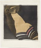 Artist: BALDESSIN, George | Title: Striped dress. | Date: 1968 | Technique: etching and aquatint, printed in colour, from multiple plates