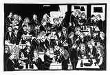 Artist: Allen, Joyce. | Title: (Diners). | Date: (1991) | Technique: linocut, printed in black ink, from one block