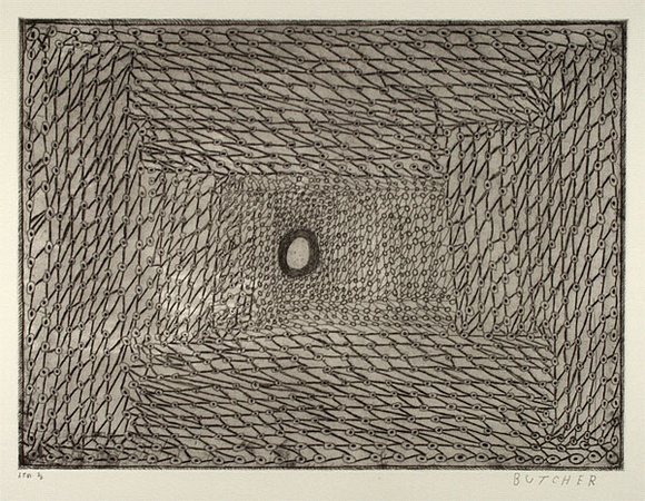 Artist: b'Cherel, Kumanjayi (Butcher).' | Title: b'Garringardi (water lily)' | Date: 1998 | Technique: b'etching, printed in black ink, from one plate' Artist: b'Cherel, Kumanjayi (Butcher).' | Title: b'Garringardi (water lily)' | Date: 1998 | Technique: b'etching, printed in black ink, from one plate'