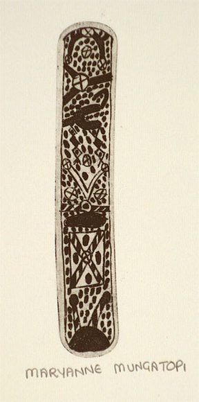 Artist: b'MUNGATOPI, Maryanne' | Title: b'not titled [silver bangle series design]' | Date: 1997, July | Technique: b'etching, printed in black ink, from one plate'