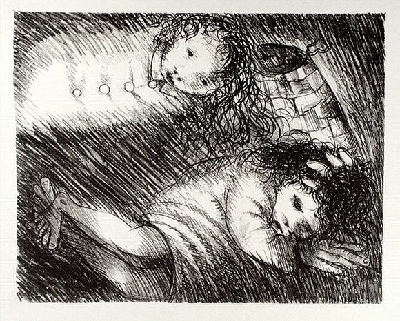 Artist: b'BOYD, Arthur' | Title: b'St Francis when young dreaming of fine clothes and armour.' | Date: (1965) | Technique: b'lithograph, printed in black ink, from one plate' | Copyright: b'Reproduced with permission of Bundanon Trust' Artist: b'BOYD, Arthur' | Title: b'St Francis when young dreaming of fine clothes and armour.' | Date: (1965) | Technique: b'lithograph, printed in black ink, from one plate' | Copyright: b'Reproduced with permission of Bundanon Trust'