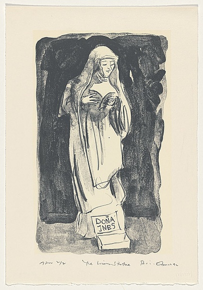 Artist: b'AMOR, Rick' | Title: b'The living statue' | Date: 1992, November - January | Technique: b'lithograph, printed in colour, from two plates' | Copyright: b'Image reproduced courtesy the artist and Niagara Galleries, Melbourne' Artist: b'AMOR, Rick' | Title: b'The living statue' | Date: 1992, November - January | Technique: b'lithograph, printed in colour, from two plates' | Copyright: b'Image reproduced courtesy the artist and Niagara Galleries, Melbourne'