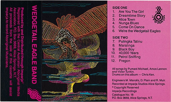 Artist: REDBACK GRAPHIX | Title: Cassette cover: Wedgetail Eagle Band | Date: 1980 | Technique: offset-lithograph, printed in four colour