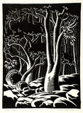 Artist: Cornish, Muriel. | Title: Trees and rocks. | Date: 1935 | Technique: linocut, printed in black ink, from one block
