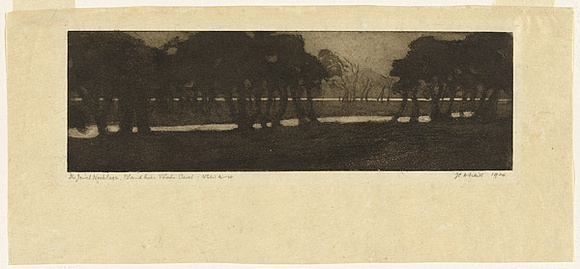 Artist: b'Traill, Jessie.' | Title: b'The jewel necklace, Bland River and Lake Cowal, NSW' | Date: 1920 | Technique: b'etching and aquatint, printed in black ink with plate-tone and wiped highlights, from one plate' Artist: b'Traill, Jessie.' | Title: b'The jewel necklace, Bland River and Lake Cowal, NSW' | Date: 1920 | Technique: b'etching and aquatint, printed in black ink with plate-tone and wiped highlights, from one plate'