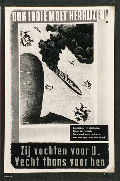 Artist: b'Bainbridge, John.' | Title: b'Ook Indie moet herrijzen!: Balikpapen 18 vliegtuigen tegen een armado.' | Date: (1944) | Technique: b'gelatin silver photograph' Artist: b'Bainbridge, John.' | Title: b'Ook Indie moet herrijzen!: Balikpapen 18 vliegtuigen tegen een armado.' | Date: (1944) | Technique: b'gelatin silver photograph'