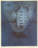 Artist: Doggett-Williams, Phillip. | Title: Crossing the river III | Date: 1993 | Technique: lithograph, printed in colour, from two stones (black and blue)