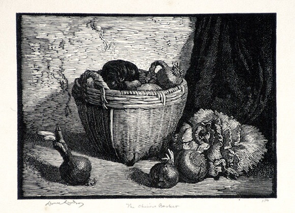 Artist: b'LINDSAY, Lionel' | Title: b'The Chinese basket' | Date: 1924 | Technique: b'wood-engraving, printed in black ink, from one block' | Copyright: b'Courtesy of the National Library of Australia' Artist: b'LINDSAY, Lionel' | Title: b'The Chinese basket' | Date: 1924 | Technique: b'wood-engraving, printed in black ink, from one block' | Copyright: b'Courtesy of the National Library of Australia'