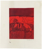 Artist: Hodgkinson, Frank. | Title: not titled | Date: 1971 | Technique: etching and oil viscosity process printed in red and purple inks from multiple plates