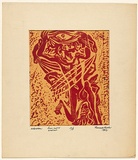 Title: Adoration | Date: 1962 | Technique: linocut, printed in red ink, from one block; woodcut, printed in red ink, from one block