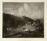 Artist: LINDSAY, Lionel | Title: Kosciusko The bull calls on the Perisher range, Kosciusko | Date: 1925 | Technique: spirit-aquatint, printed in black ink, from one plate | Copyright: Courtesy of the National Library of Australia