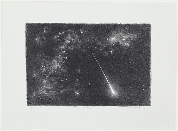 Artist: b'Mortensen, Kevin.' | Title: b'Sky-brace' | Date: 1986 | Technique: b'lithograph, printed in black ink, from one stone' | Copyright: b'This work appears on screen courtesy of the artist' Artist: b'Mortensen, Kevin.' | Title: b'Sky-brace' | Date: 1986 | Technique: b'lithograph, printed in black ink, from one stone' | Copyright: b'This work appears on screen courtesy of the artist'
