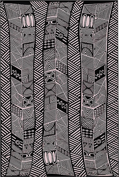 Artist: b'REDBACK GRAPHIX' | Title: b'Wrapping paper: Pumpuni' | Date: 1986 | Technique: b'screenprint, printed in colour, from three stencils' Artist: b'REDBACK GRAPHIX' | Title: b'Wrapping paper: Pumpuni' | Date: 1986 | Technique: b'screenprint, printed in colour, from three stencils'