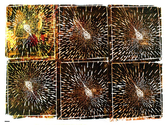 Artist: b'MERD INTERNATIONAL' | Title: b'(Six light globes - orange)' | Date: 1984 | Technique: b'screenprint'