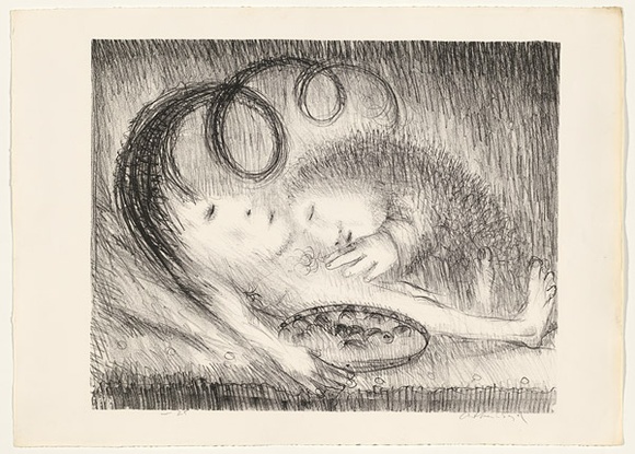 Artist: b'BOYD, Arthur' | Title: b'St Clare attending to St Francis.' | Date: (1965) | Technique: b'lithograph, printed in black ink, from one plate' | Copyright: b'Reproduced with permission of Bundanon Trust' Artist: b'BOYD, Arthur' | Title: b'St Clare attending to St Francis.' | Date: (1965) | Technique: b'lithograph, printed in black ink, from one plate' | Copyright: b'Reproduced with permission of Bundanon Trust'