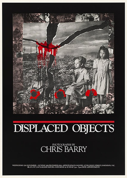 Artist: b'UNKNOWN' | Title: b'Displaced objects photographs by Chris Barry.' | Date: 1986 | Technique: b'offset-lithograph' Artist: b'UNKNOWN' | Title: b'Displaced objects photographs by Chris Barry.' | Date: 1986 | Technique: b'offset-lithograph'
