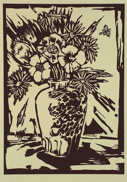 Artist: b'Williams, Marshall.' | Title: b'not titled [flowers in a tall vase]' | Date: (1994) | Technique: b'linocut, printed in black ink, from one block'