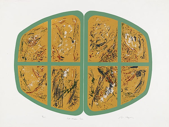 Artist: b'MEYER, Bill' | Title: b'Eight windows - green' | Date: 1970 | Technique: b'screenprint, printed in five colours, from two hand cut screens and direct wax wash out reduction process' | Copyright: b'\xc2\xa9 Bill Meyer' Artist: b'MEYER, Bill' | Title: b'Eight windows - green' | Date: 1970 | Technique: b'screenprint, printed in five colours, from two hand cut screens and direct wax wash out reduction process' | Copyright: b'\xc2\xa9 Bill Meyer'