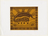 Artist: SANDY, Evelyn | Title: Kaa'uma | Date: 1998, June | Technique: screenprint, printed in yellow and brown ochre, from multiple stencils