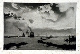 Artist: GOODCHILD, John | Title: Yarra Mouth | Date: 1936 | Technique: aquatint, printed in black ink, from one plate
