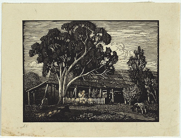 Artist: b'LINDSAY, Lionel' | Title: bRock Davis' boatshed, Woy Woy | Date: 1923 | Technique: b'wood-engraving, printed in black ink, from one block' | Copyright: b'Courtesy of the National Library of Australia' Artist: b'LINDSAY, Lionel' | Title: bRock Davis' boatshed, Woy Woy | Date: 1923 | Technique: b'wood-engraving, printed in black ink, from one block' | Copyright: b'Courtesy of the National Library of Australia'