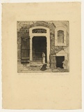 Artist: Barker, David. | Title: A doorway in Judea. | Date: (1919) | Technique: etching and foul biting, printed in warm black ink with plate-tone, from one plate