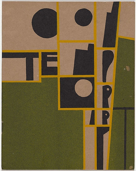 Artist: b'Roberts, Douglas.' | Title: b'(frontcover) Exhibition catalogue, Royal SA Society of Contemporary arts.' | Date: 1942 | Technique: b'linocut, printed in colour, from three blocks (black, green and yellow)' Artist: b'Roberts, Douglas.' | Title: b'(frontcover) Exhibition catalogue, Royal SA Society of Contemporary arts.' | Date: 1942 | Technique: b'linocut, printed in colour, from three blocks (black, green and yellow)'