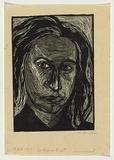 Artist: Groblicka, Lidia | Title: Self-portrait [1]. | Date: 1956-57 | Technique: linocut, printed in black ink, from one block
