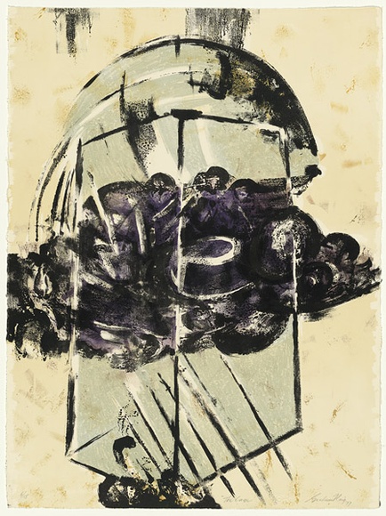 Artist: b'King, Grahame.' | Title: b'The cage' | Date: 1977 | Technique: b'lithograph, printed in colour, from five stones [or plates]'