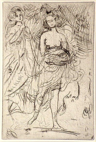 Artist: b'Conder, Charles.' | Title: b'The cloak.' | Date: c.1906 | Technique: b'etching, printed in black ink with plate-tone, from one plate' Artist: b'Conder, Charles.' | Title: b'The cloak.' | Date: c.1906 | Technique: b'etching, printed in black ink with plate-tone, from one plate'