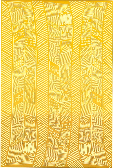 Artist: b'Kantilla, Osmond.' | Title: b'Wrapping paper: Pumpuni' | Date: 1986 | Technique: b'screenprint, printed in colour, from three stencils' Artist: b'Kantilla, Osmond.' | Title: b'Wrapping paper: Pumpuni' | Date: 1986 | Technique: b'screenprint, printed in colour, from three stencils'