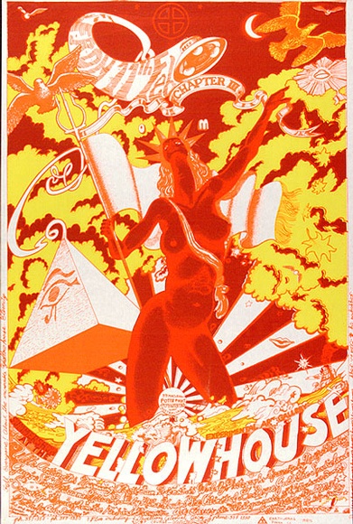 Artist: b'EARTHWORKS POSTER COLLECTIVE' | Title: b'Summer show at the Yellow House' | Date: 1972 | Technique: b'screenprint, printed in colour, from multiple stencils' Artist: b'EARTHWORKS POSTER COLLECTIVE' | Title: b'Summer show at the Yellow House' | Date: 1972 | Technique: b'screenprint, printed in colour, from multiple stencils'