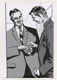 Artist: bO'Donnell, Aaron. | Title: b'not titled [condom guys].' | Date: 2003 | Technique: b'photocopy, printed in dark red and black ink; red stamp'