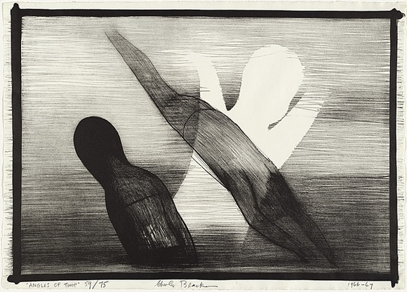 Artist: b'Blackman, Charles.' | Title: b'Angles of time' | Date: 1966 | Technique: b'lithograph, printed in black ink, from one stone' Artist: b'Blackman, Charles.' | Title: b'Angles of time' | Date: 1966 | Technique: b'lithograph, printed in black ink, from one stone'