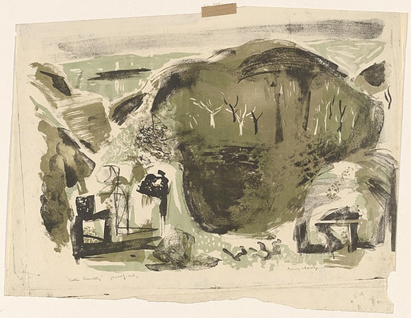 Artist: b'MACQUEEN, Mary' | Title: b'Crater country' | Date: 1959 | Technique: b'lithograph, printed in colour, from multiple plates' | Copyright: b'Courtesy Paulette Calhoun, for the estate of Mary Macqueen' Artist: b'MACQUEEN, Mary' | Title: b'Crater country' | Date: 1959 | Technique: b'lithograph, printed in colour, from multiple plates' | Copyright: b'Courtesy Paulette Calhoun, for the estate of Mary Macqueen'